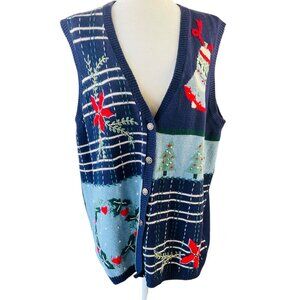 Vintage Nutcracker Blue Ugly Christmas Sweater Vest Size 1X